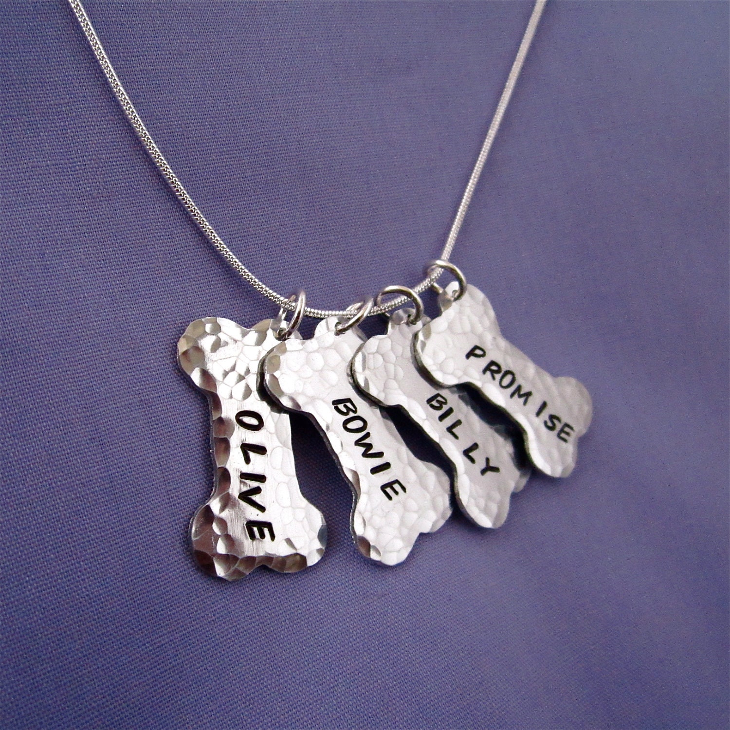 For the Dog Lover Personalized Necklace with FOUR bones