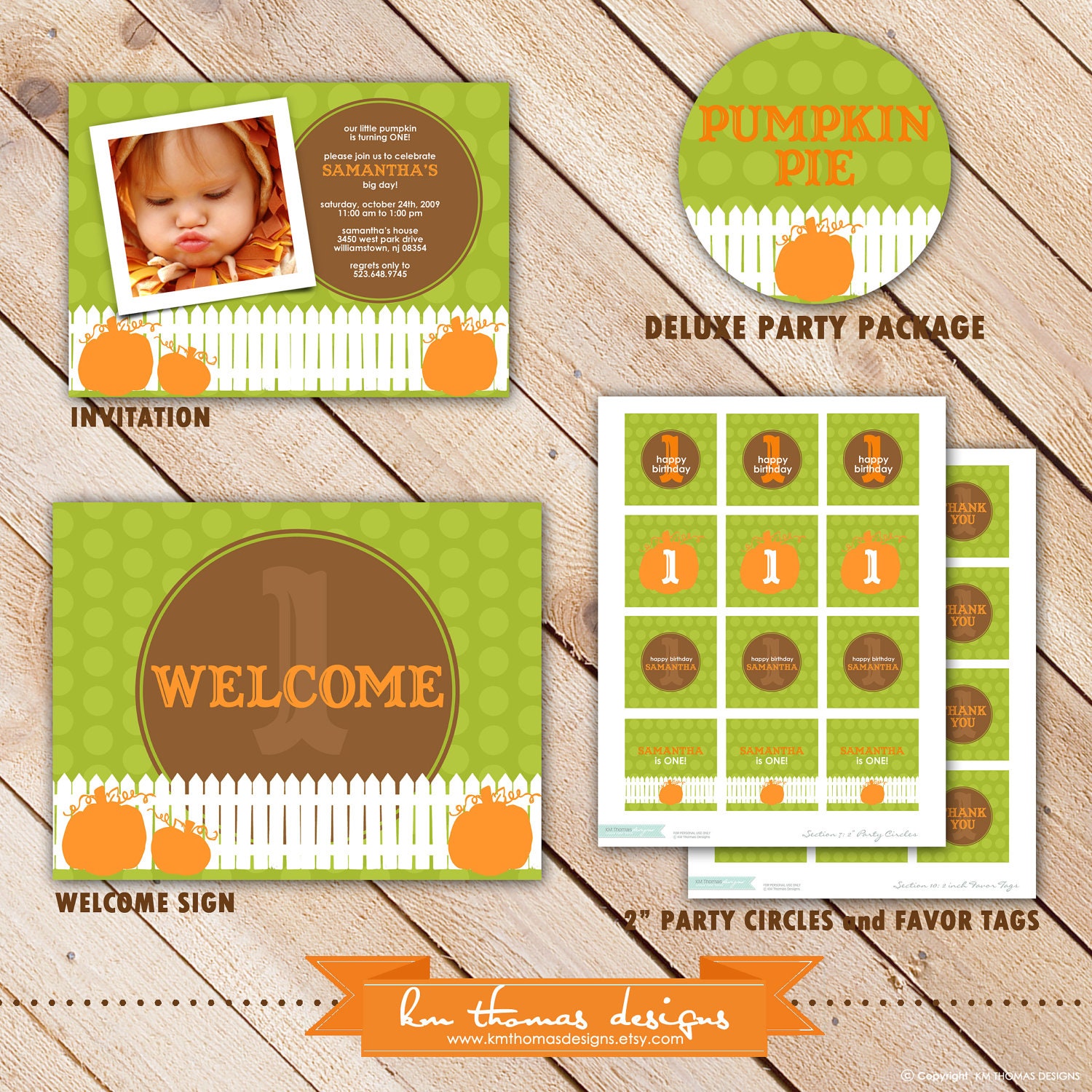 Deluxe Custom Printable Party Package...PUMPKIN PIE Collection...Personalized...by KM Thomas Designs Il_570xn