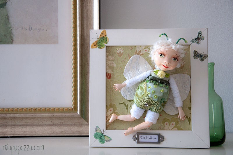 Butterfly Art Doll in a Frame OOAK