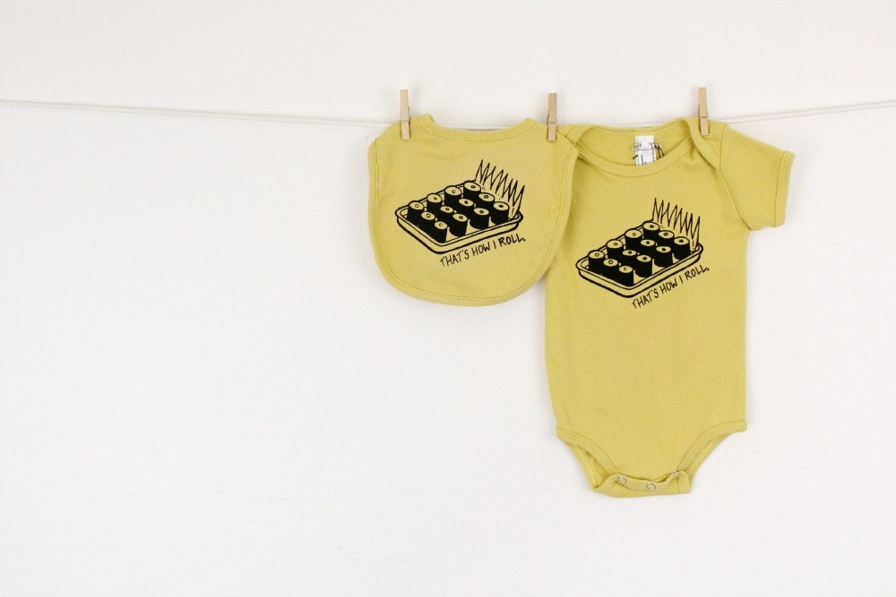 sushi baby gift set organic cotton apparel bib and bodysuit
