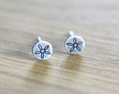 Tiny studs - posts - earrings - sterling silver - flowers - stamped - etsymetal team