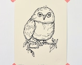 Owl- Letterpressed Print