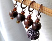 Throwing Copper -  Four Handmade Stitch Markers - 8.0 mm (US 11) - Limited Edition