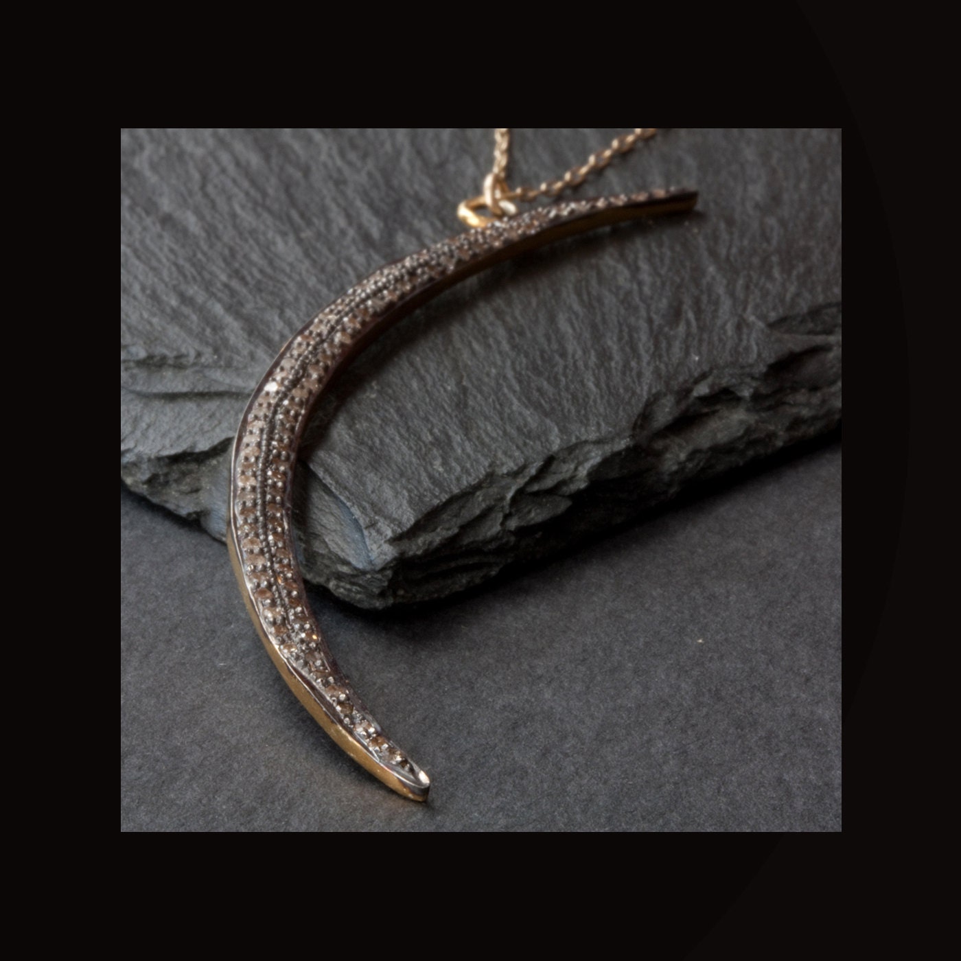 Pavé DIamond Crescent Moon Necklace (large)