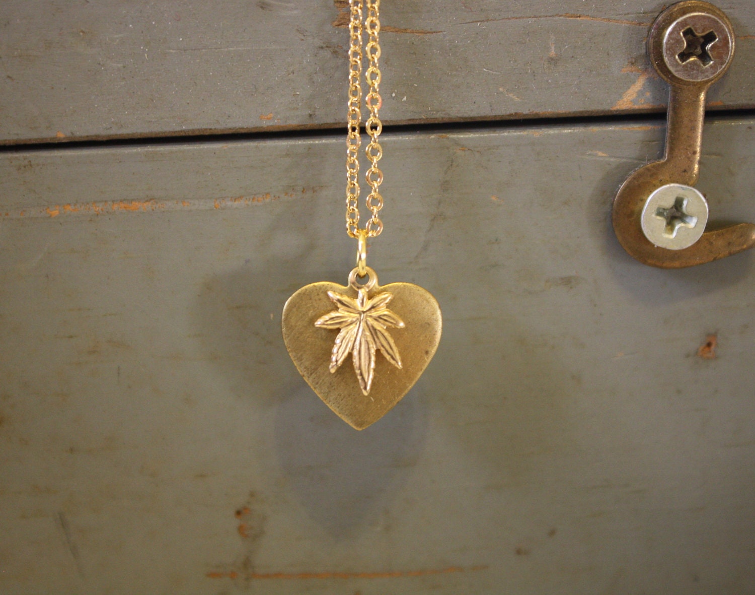 Weed Lover Brass Charms on a Gold plated Chain