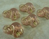 21x10mm Transparent Rose with Gold Inlay Czech Glass Elephant Beads (B337)