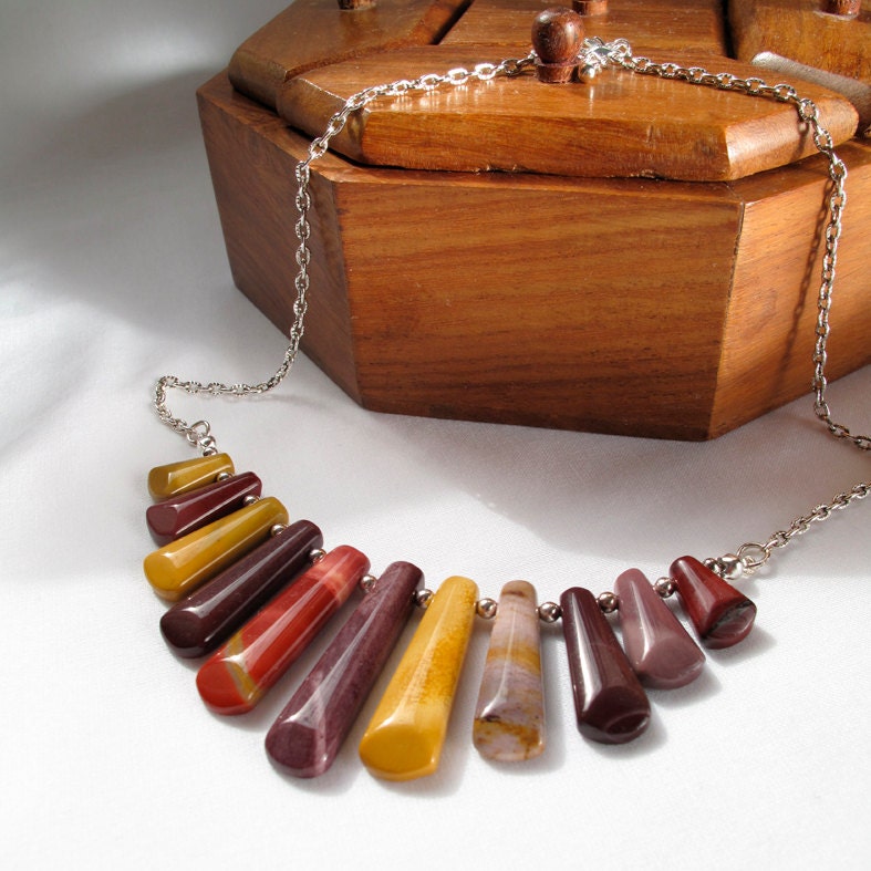 Mookite Cleopatra Necklace, Australian Jasper bohemian jewelry in rustic fall colours - READY TO SHIP, by A Crooked Sixpence