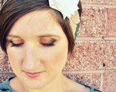 Lillie Wraps - Camouflage velcro fabric flower headband headwrap with a white jersey ruffled flower