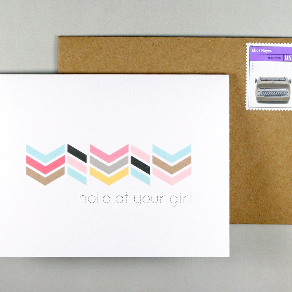 NiceGirlNotes Holla At Your Girl Chevron Greeting Card - 100% Recycled - Set of 3