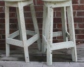 YOUR Custom Made Reclaimed Painted Rustic and Recycled 24" - 28" Oak Barn Wood Bar Stools