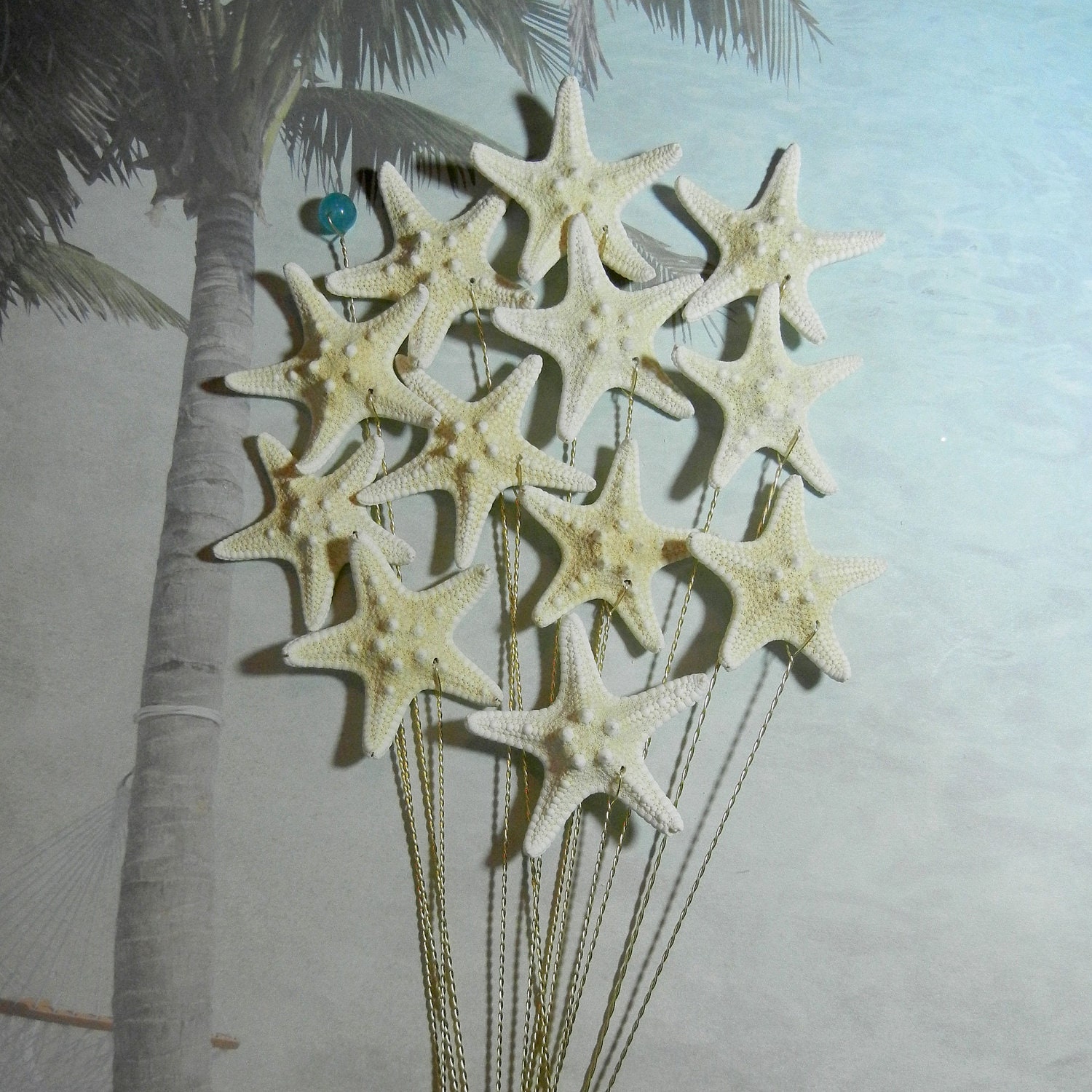 Starfish Stems - 12 Natural Light Color Starfish for a Wedding Bouquet or Centerpiece