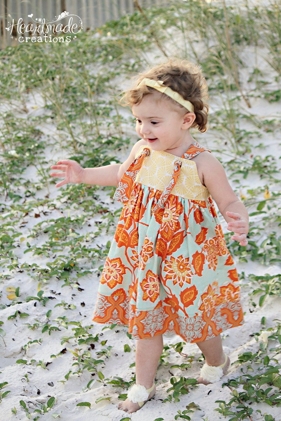 DRESS - "Tangerine Breeze" Knot Dress - Sizes 6/12mo, 12/18mo, 2t, 3t, 4t, 5, and 6 (7/8, 9/10, 11/12 additional cost)