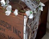 Flower Crown Unique Dogwood blooms silk floral Headwreath brown accents Bridal headpiece -Fiona- lace Wedding hair Accessories head wreath