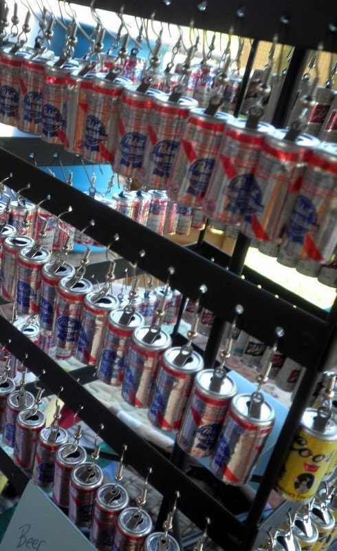 Earrings - PBR Beer Can Charms Pabst Blue Ribbon
