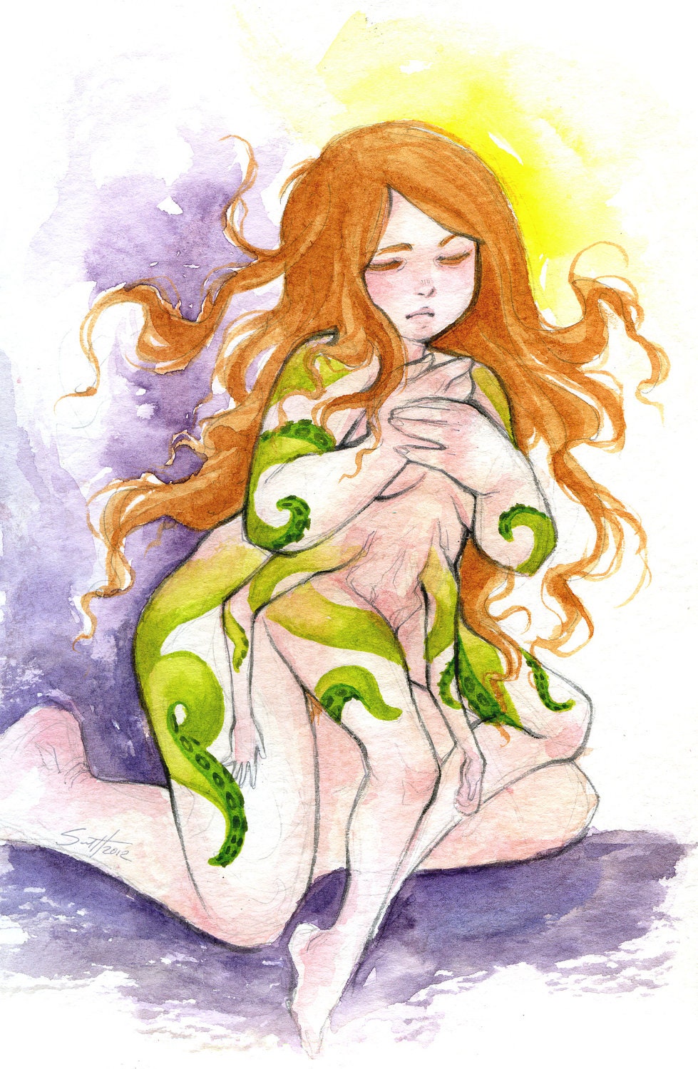 Octopus Girl Matted Original