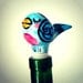 Love Bird Bottle Stopper Ceramic Wine Stopper Heart Folk Art Hand Painted Turquoise Blue Pink Red Customize Personalize Initials Dates