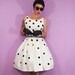 White and Black Polka dot Silk Dress