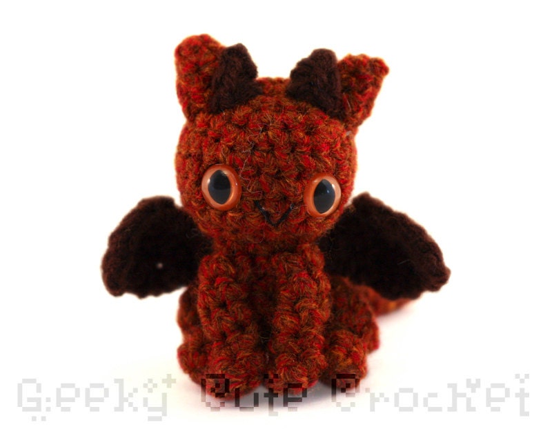 Dragon Amigurumi Crocheted Toy Red Multicolor Brown