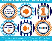 Goldfish Party Printable Party Circles- Buy 2 Get 1 FREE - DIY PRINTABLE File Personalized Party Decorations