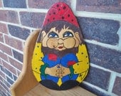 Gnome Plaque 70s Wall Hanging Wooden