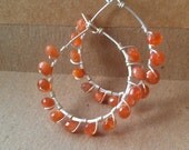 sunstone entwined one inch argentium hoop // fancy bright hoop