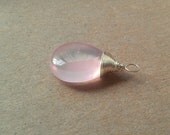 divine GRADE A pink chalcedony pendant // simple bridal