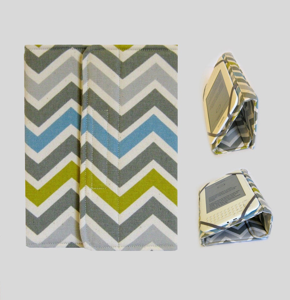 Standable Kindle Fire Cover Kindle Fire HD Cover Nexus 7 Cover iPad Mini Cover Nook Tablet Cover Stand Up Cover Case Summerland Chevron