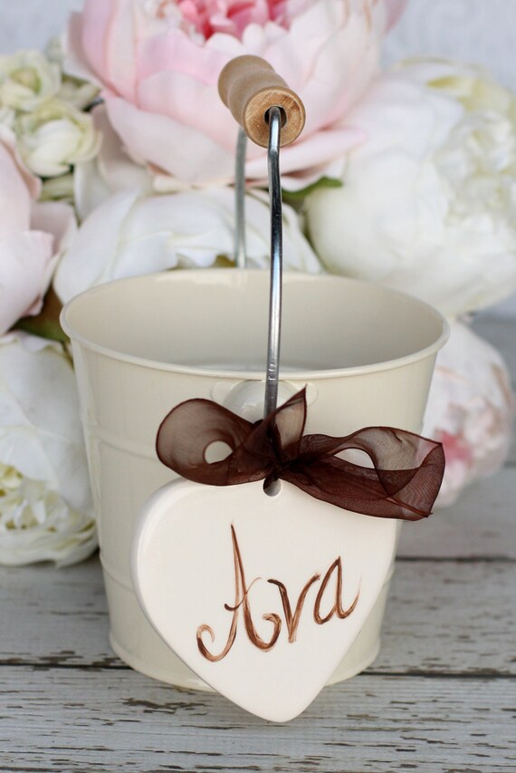 Shabby Chic Flower Girl Pail Custom Wedding Decor