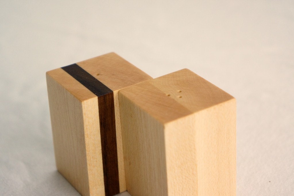 Mini Salt and Pepper Shaker - Maple Walnut Modern