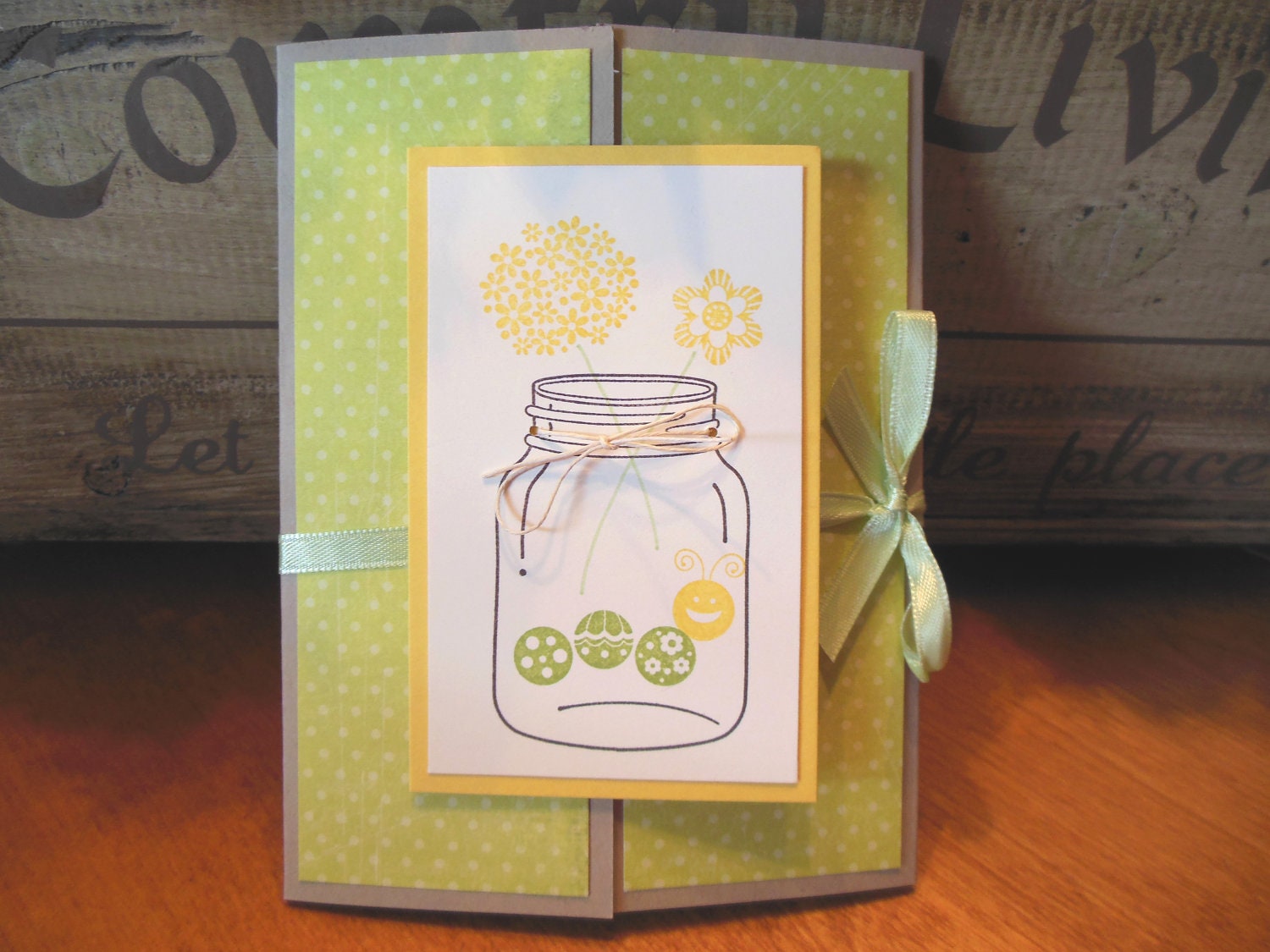 Mason Jar Invitation, Caterpillar Invitation, Flower Invitation, Farmhouse, Vintage - Set of 8