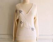 vintage rhinestone celestial sweater 80s