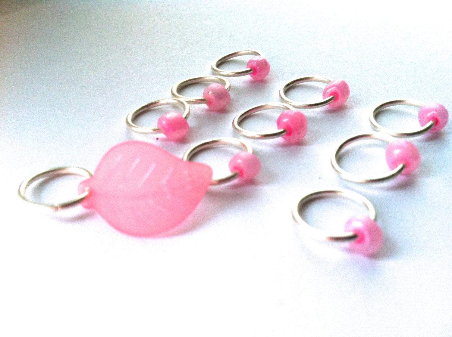 Snag Free ring stitch markers/knitting/O-rings - BLOSSOM LEAF