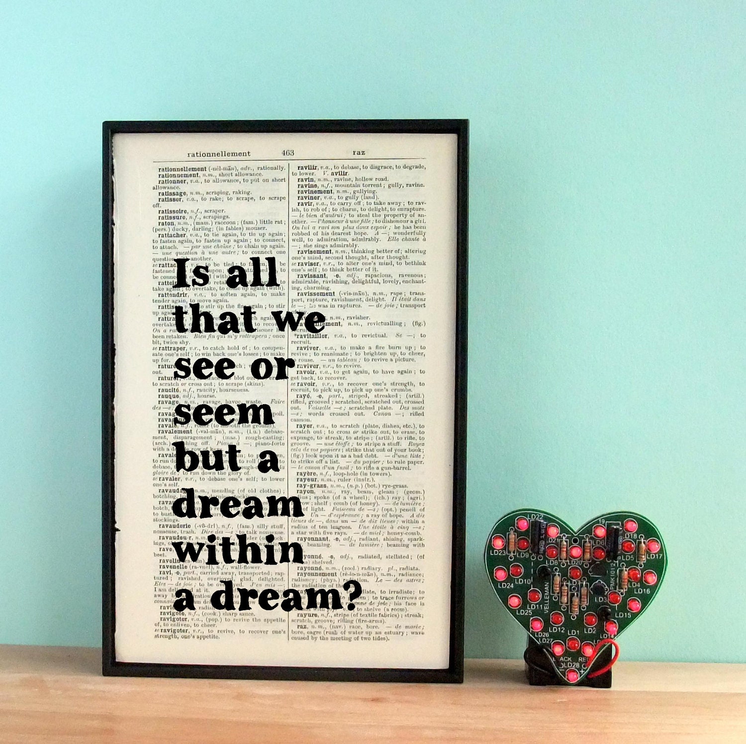 Vintage Book Art Edgar Allan Poe A Dream Within a Dream Inspirational Quote