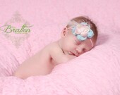 Pink Mint Baby Flower Headband, Baby Girl Headbands, Newborn Headbands, Photography Prop
