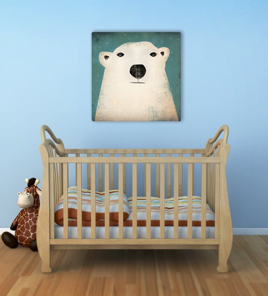 POLAR BEAR Graphic Illustration Stretched Canvas Wall Art 20x20x1.5 inch  Ready-to-Hang