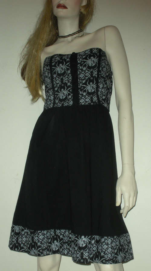 OOAK dress black widow spider Halloween recycled pinup glamour tattoo psychobilly rockabilly gothic anchor punk dress