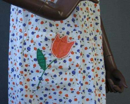 60s House Wife Dress Vintage 1960s Shift Floral Print Roses Tulip Medium to Large