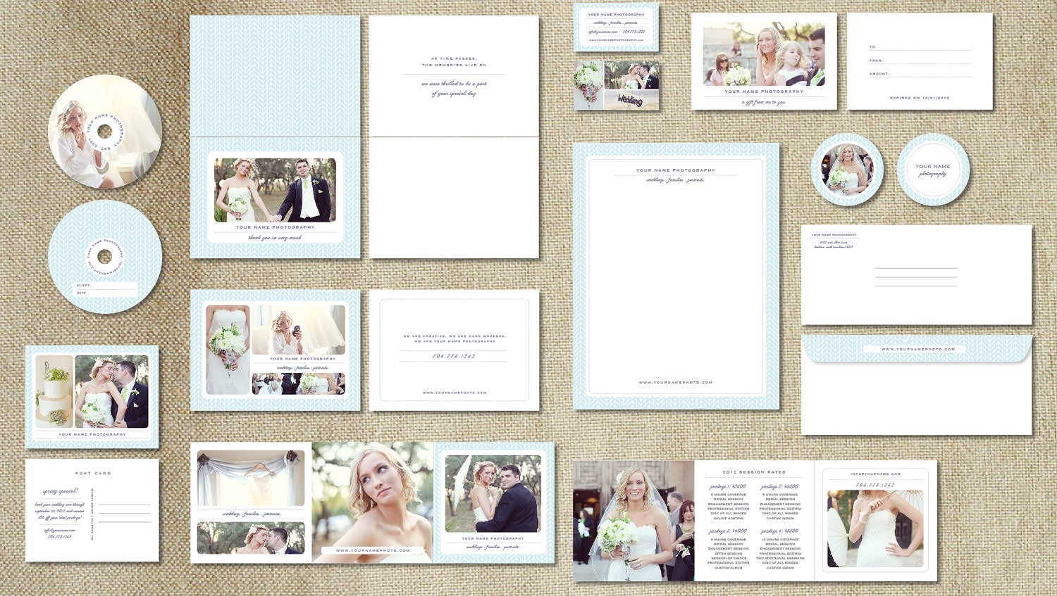 Light Blue Photo Marketing Premade Template Set - Photoshop Files