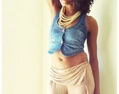 PEACE---crocheted chain fiber necklace in "vanilla"