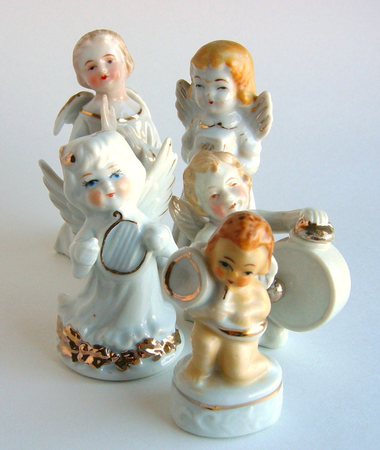 Vintage Porcelain Angel Figurines - Set of 5