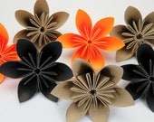 Halloween Decoration - Origami Flowers - 20pcs (Black, Wood and Orange)