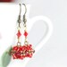 Red and Gold Swarovski Crystal Earrings Beaded Beads Siam