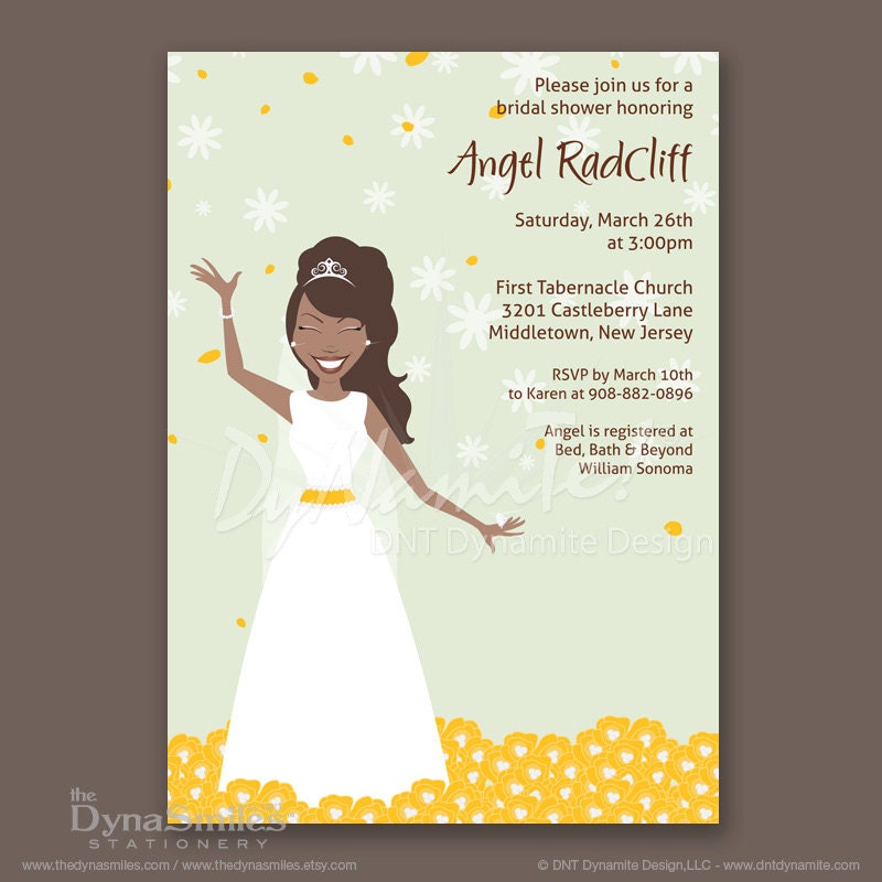 Bouquet Field Bride - Bridal Shower Invitations - African American