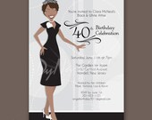 Crowned Adult Woman With Short Hair - Birthday Party Invitations - African American