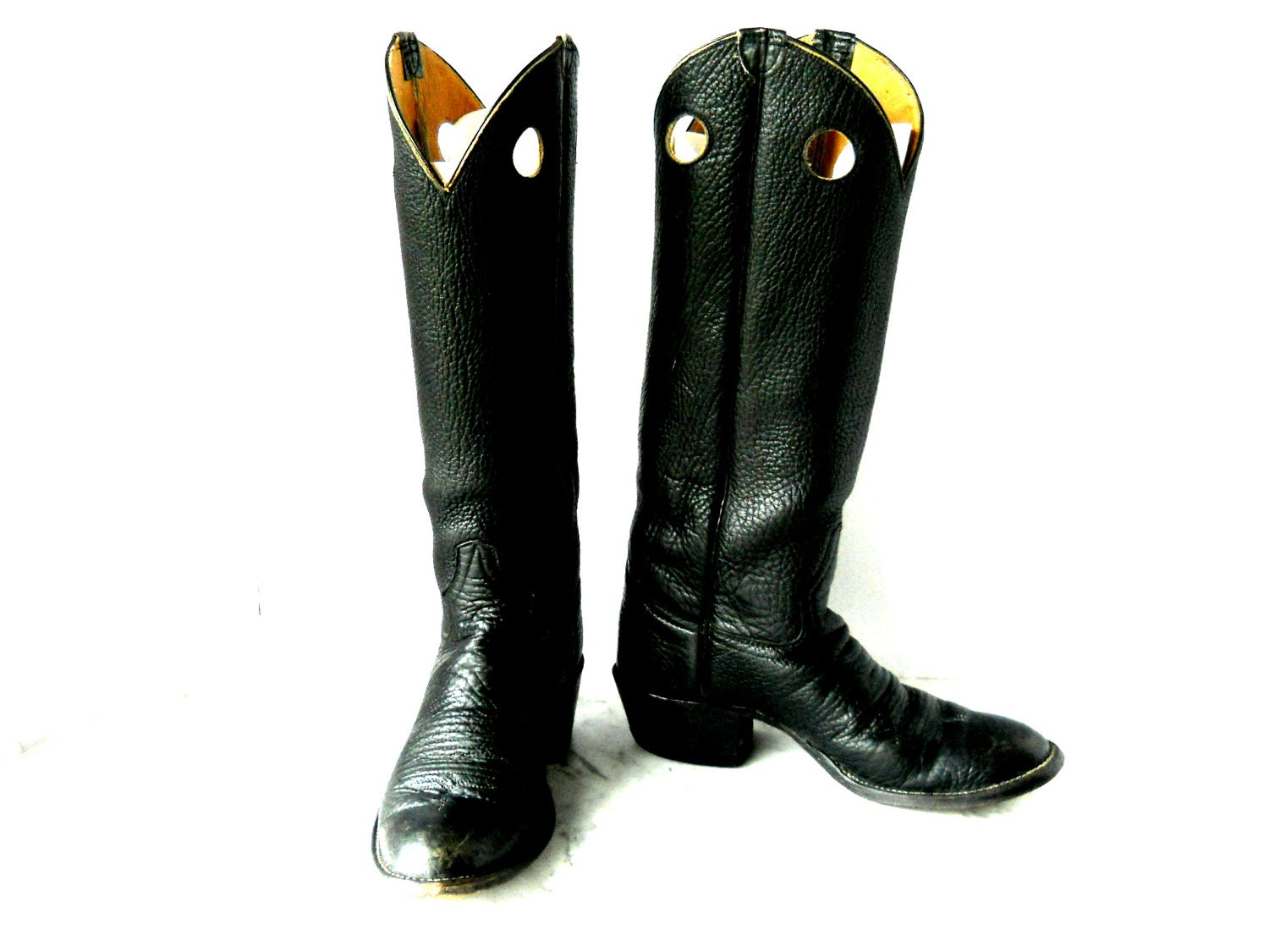 Larry Mahan Tall Cowgirl Boots // Black Bull Hide Leather (6 1/2 B)