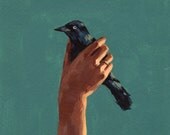 Bird in Hand . extra large giclee art print poster of original painting