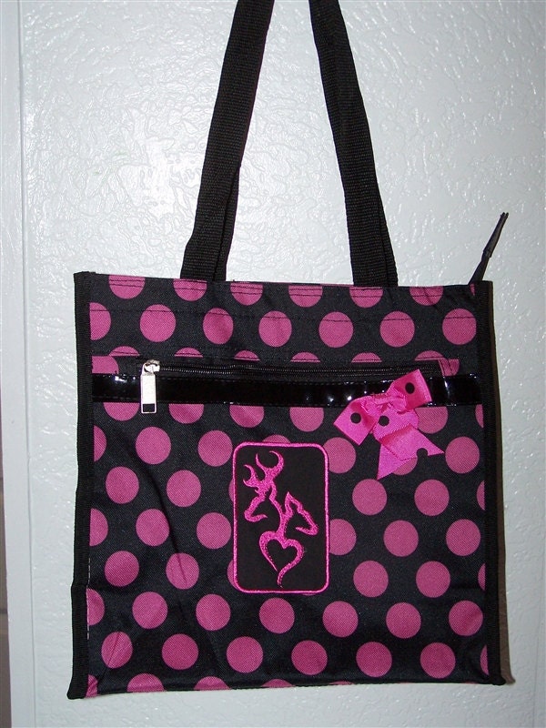 SHIPS FREE Browning Inspired Buck Inspired Design Purse, Tote or Diaper Bag - You Choose Design - Pink & Black