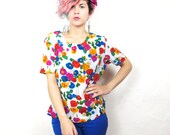 Pretty Posies Colorful Fitted Shell Blouse (M)