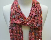 Cotton Scarf- Hand Knit- Rose/ Mauve/ Lavender/ Moss/ Blue/ Brown