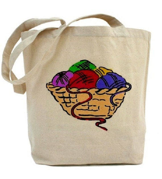 Knitting Bag - Cotton Canvas Tote Bag - Craft Bag